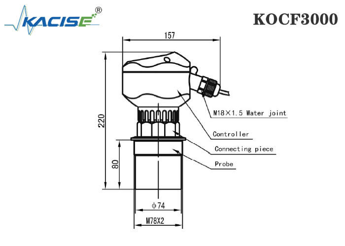 KOCF3000 اندازه گیری جریان کانال باز فوق صوتی با دقت 0.5٪ اندازه گیری و ارتباطات پروتکل MODBUS برای اندازه گیری بدون تماس
