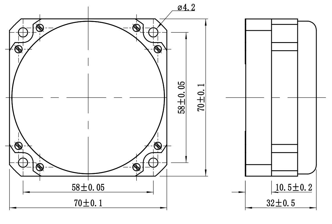 جیروسکوپ نوری دیجیتال با دقت بالا با ابعاد 70×70×32 میلی متر و دمای کار -40°C+70°C برای ناوبری UAV
