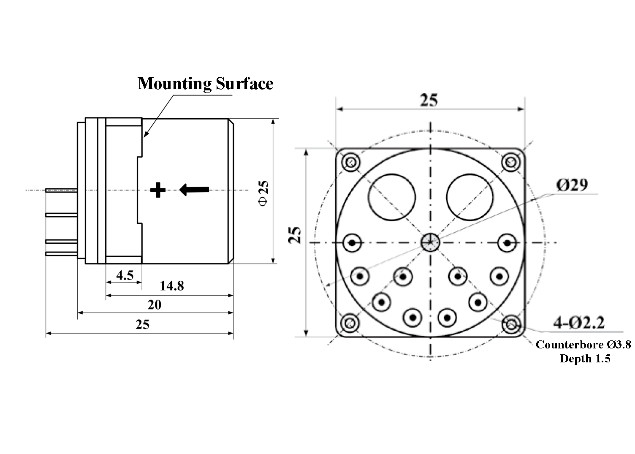 25×25mm KSQA11 Quartz Accelerometer Used For Measurement While Drilling In Oil Drilling