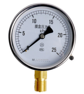 اندازه گیری فشار از فولاد ضد زنگ با محافظت IP65 و عنصر حسگر Bellows برای اندازه گیری فشار میکرو و منفی